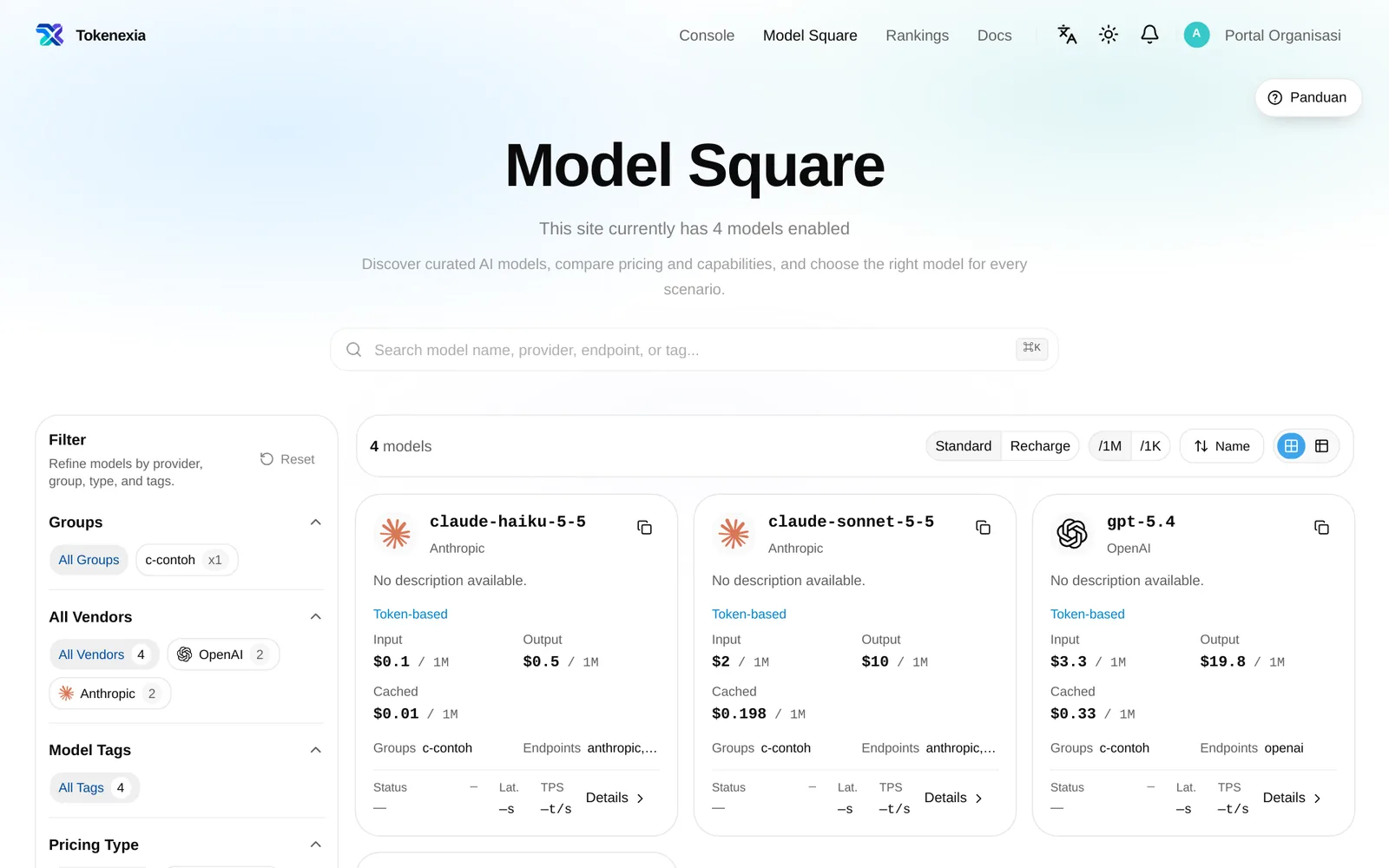 Daftar model dan harga